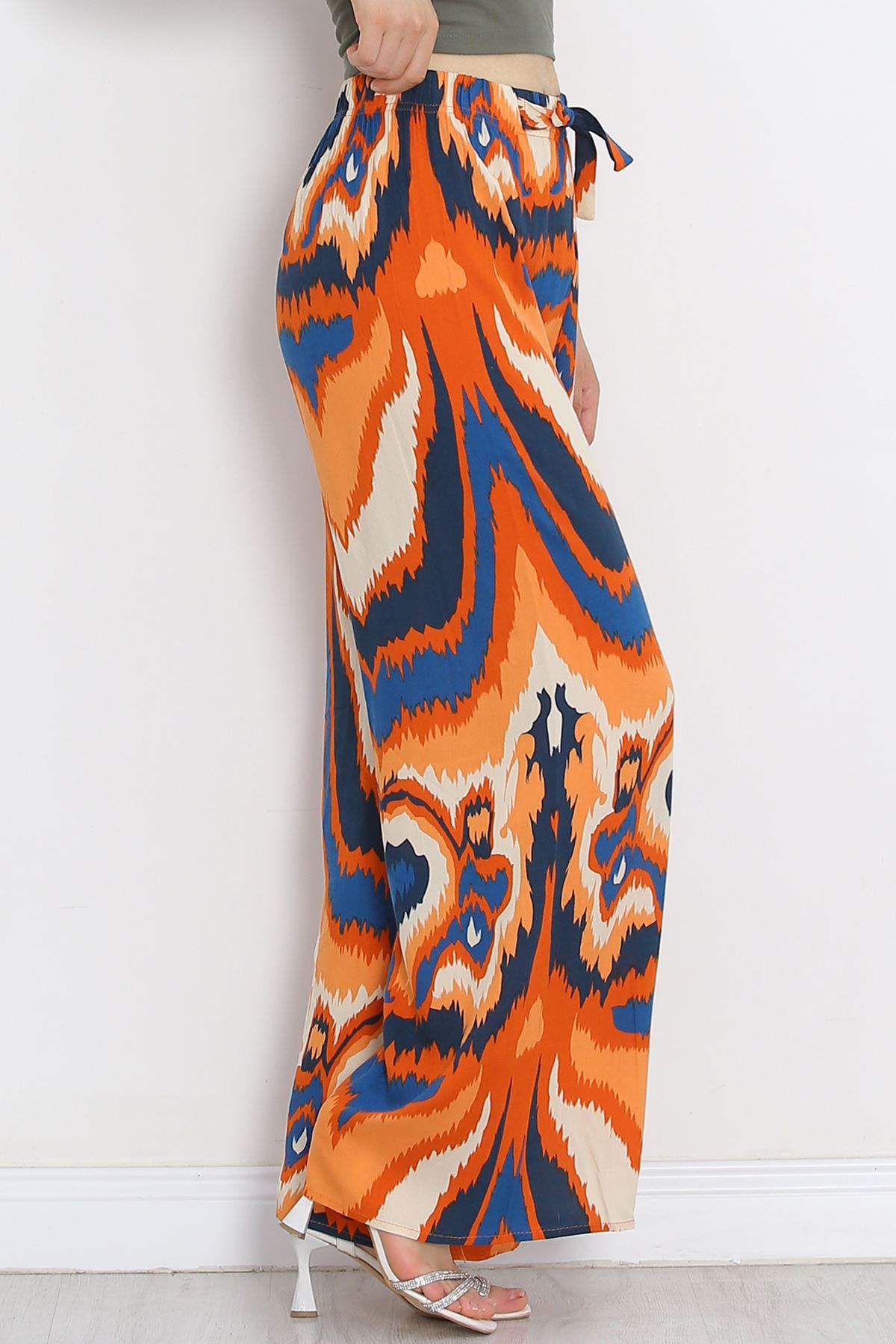 Patterned Woven Trousers OrangePetrol