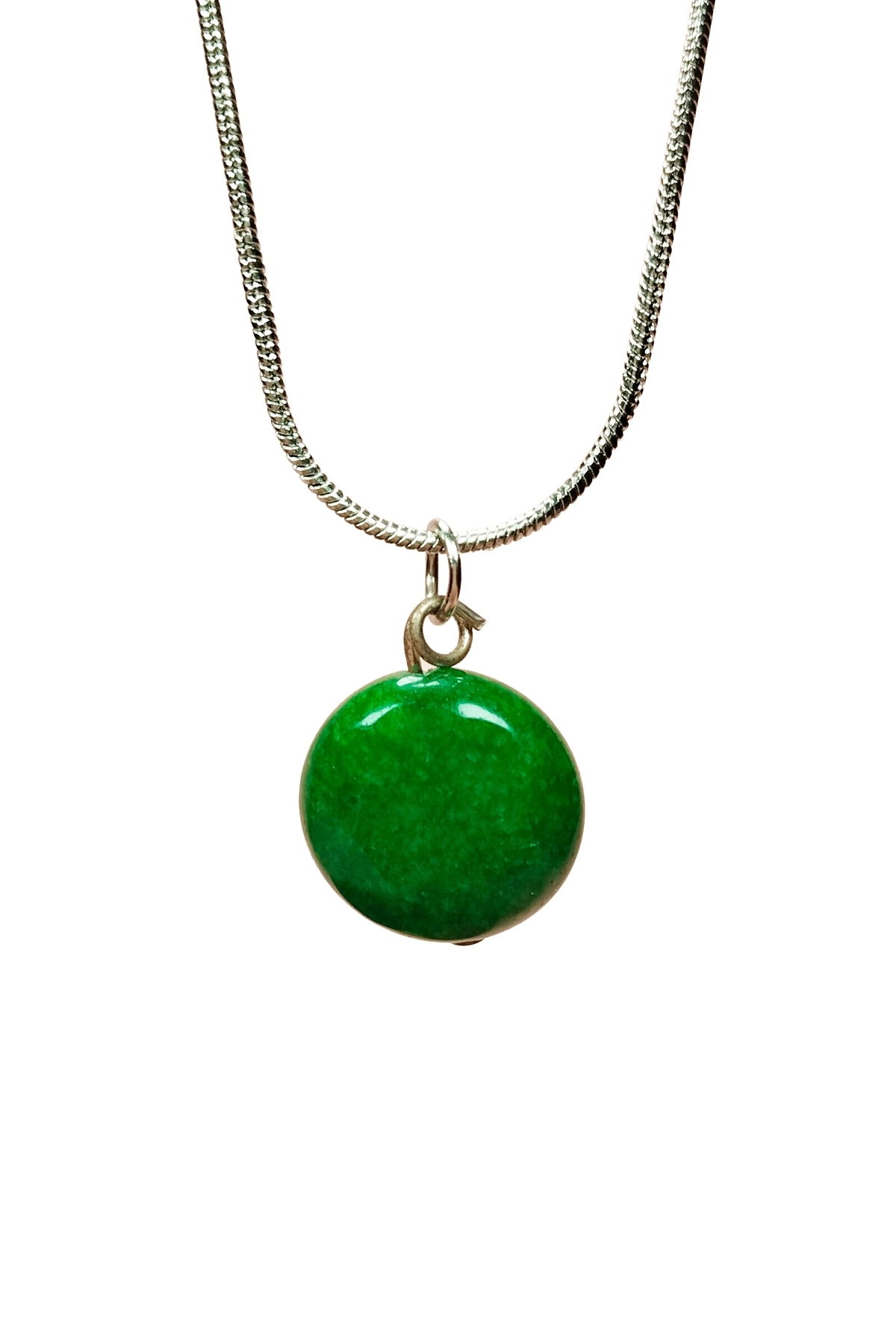 Emerald Natural Stone Handmade Pendant with Chain: 1.5 cm Chain: 20 cm Boxed