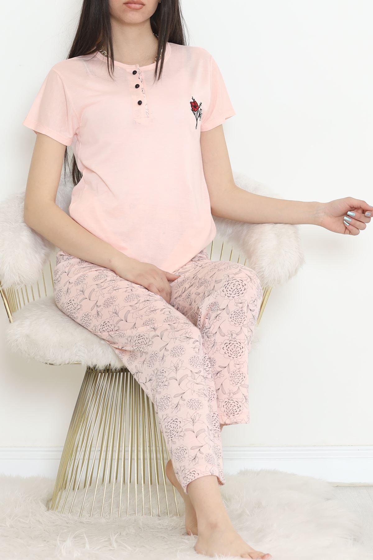 Button Pajama Set Açıksomon