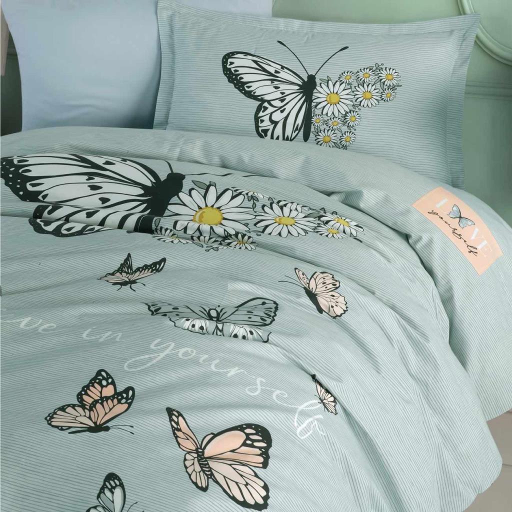 Youth Ranforce Single Duvet Cover Daisy Love v1 Mint