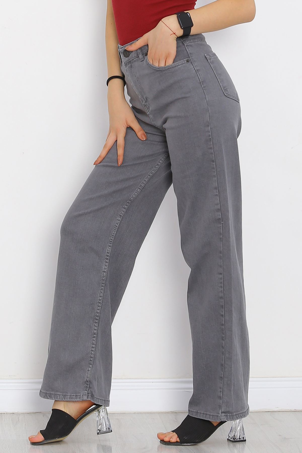 Palazzo Jeans Pants Light Smoked1