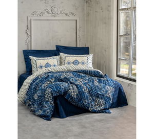 Double Satin Duvet Cover Set Stasya Navy Blue