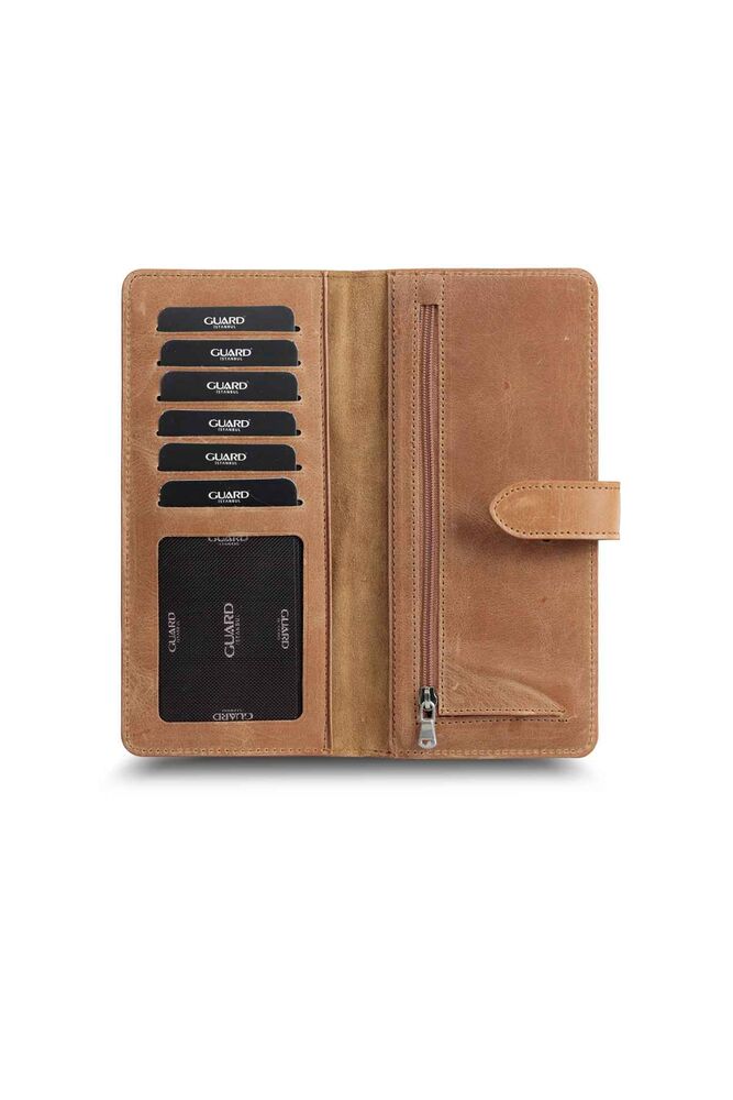 Antique Tan Leather Phone Wallet with Card and Money Slot