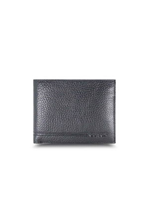 Black Leather Men's Wallet with Coin Compartment