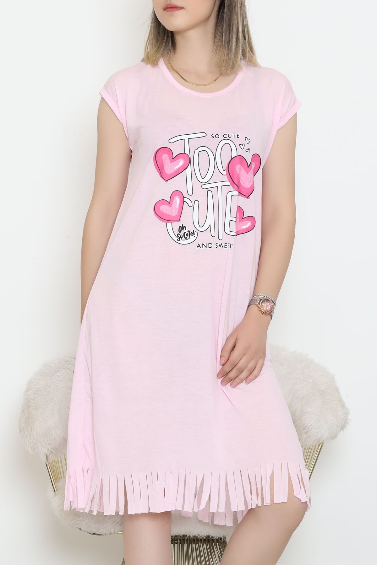 Patterned Nightdress Dusty Pink