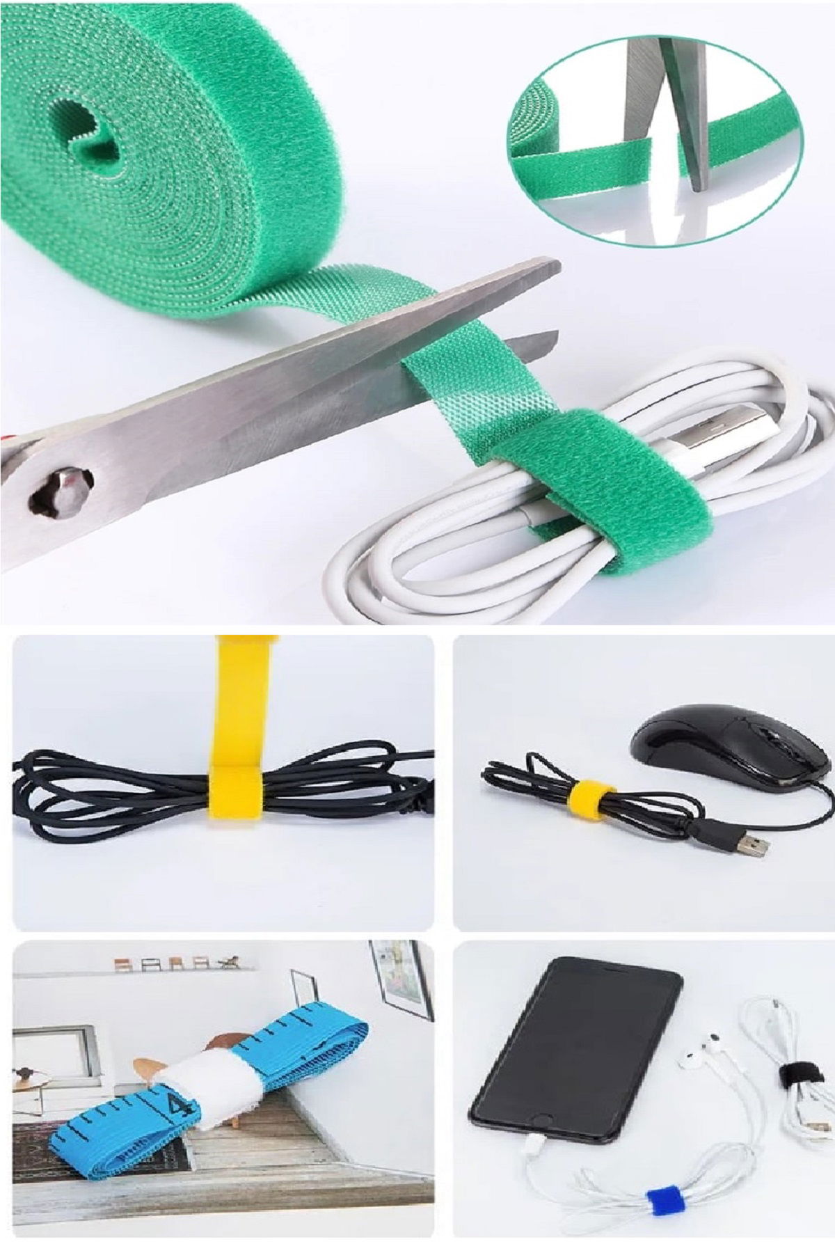 Cuttable Cable Gripper Earphone Mouse Airfry Velcro Stabilizer Cable Organizer For Home Office