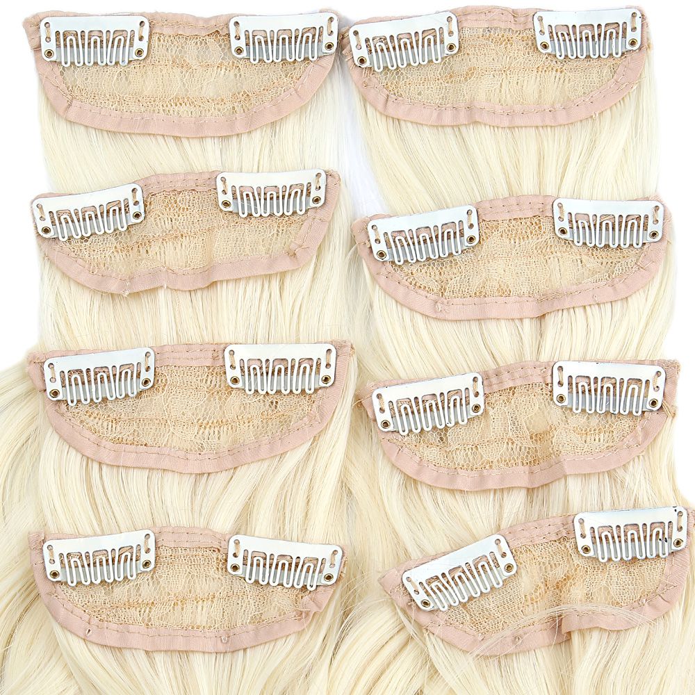 Kanekalon Fiber Synthetic Wavy 8 Piece Hair Snaps / Light Platinum