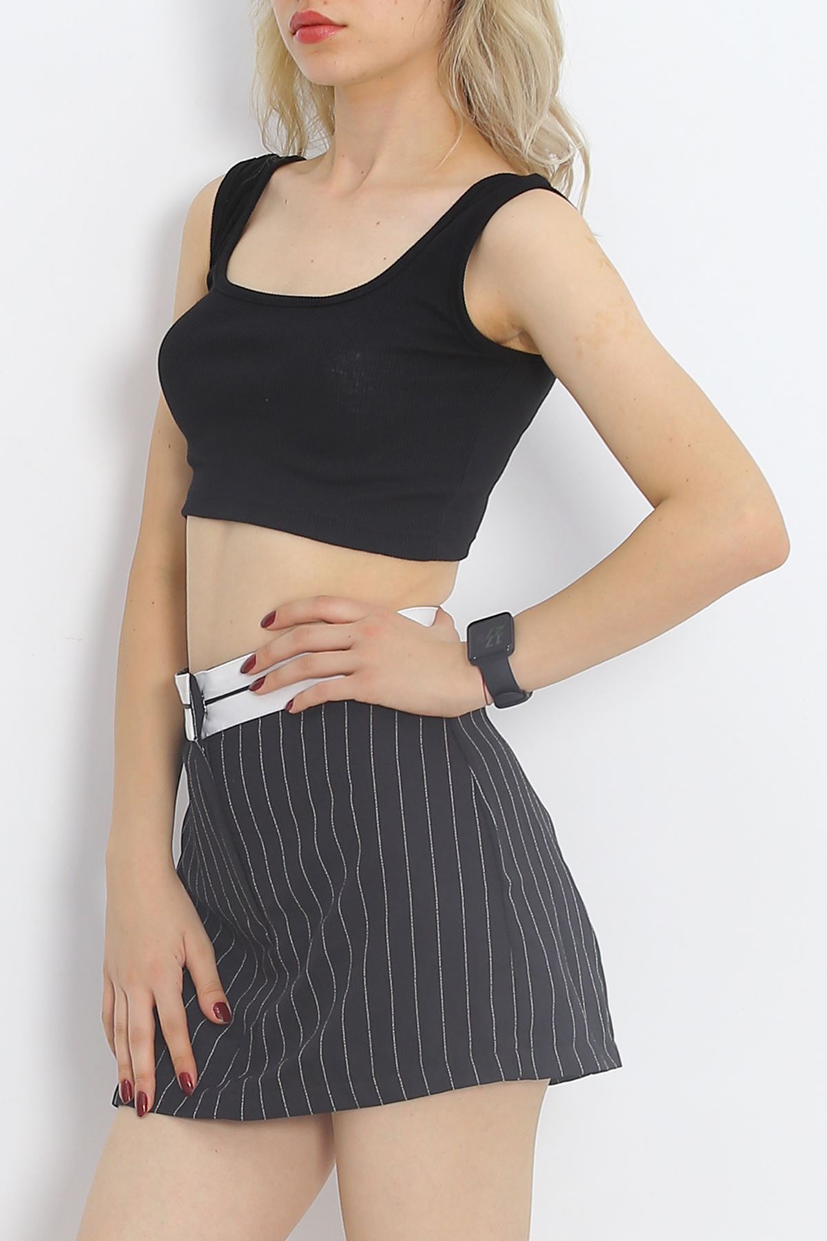 Thick Strap Crop Tank Black