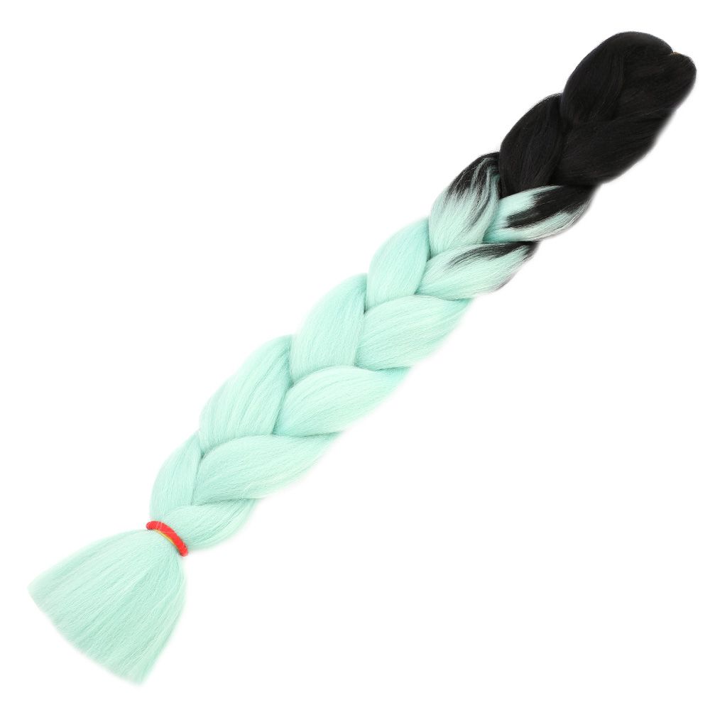 Afro Braiding Synthetic Color Transition Hair 100 Gr. / Black / Aqua Green