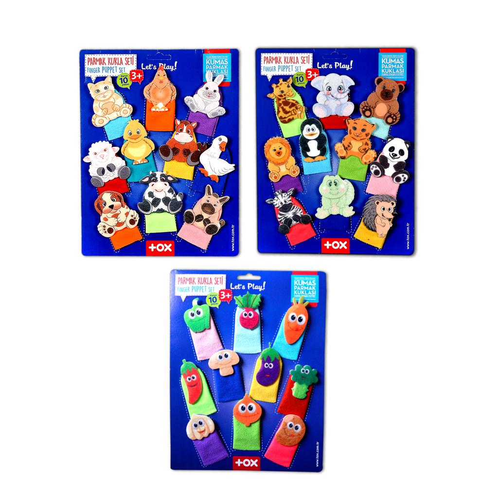 3 Set - 30 Pieces Pets, Wild Animals and Vegetables Finger Puppet