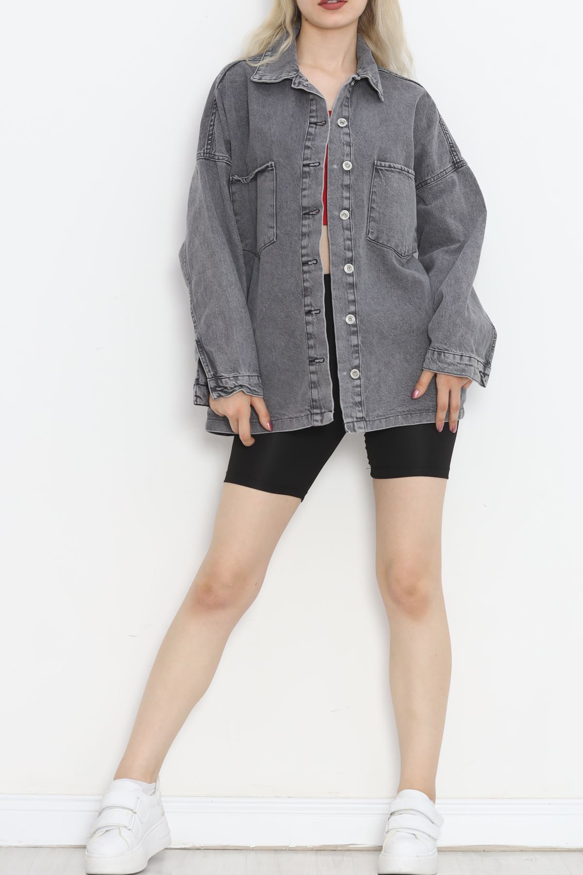 Front Pocket Denim Shirt Anthracite