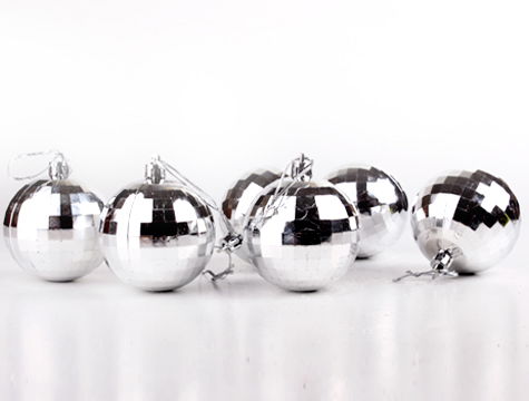 Christmas Tree Ornament Shiny Ball 6 Pieces - Large Size