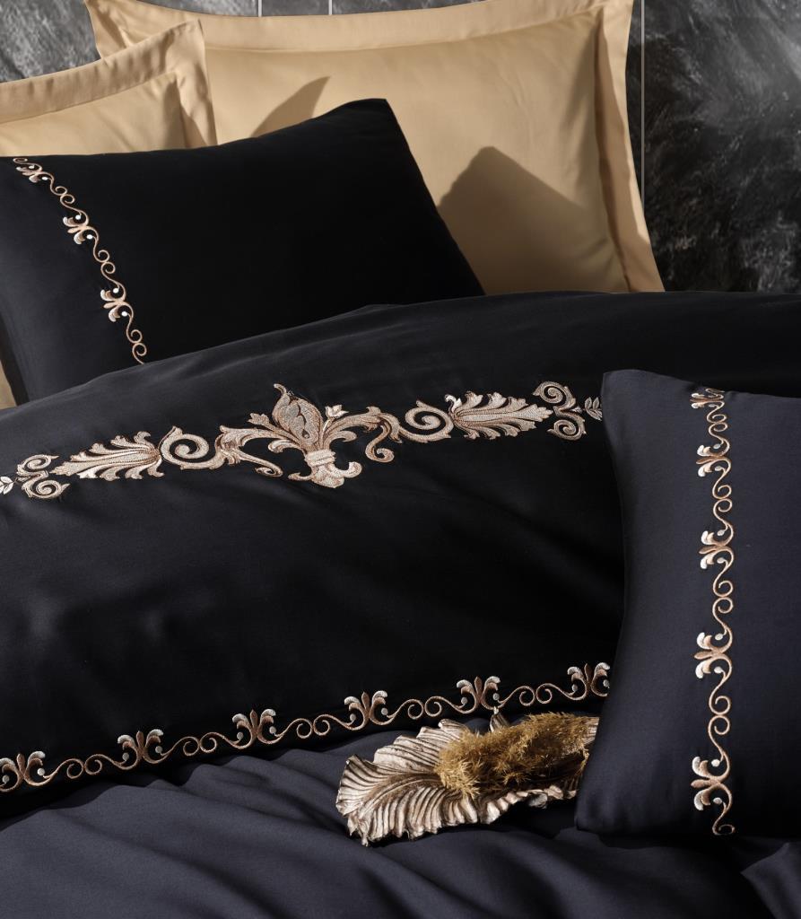 Embroidered Double Satin Duvet Cover Gloria Gold