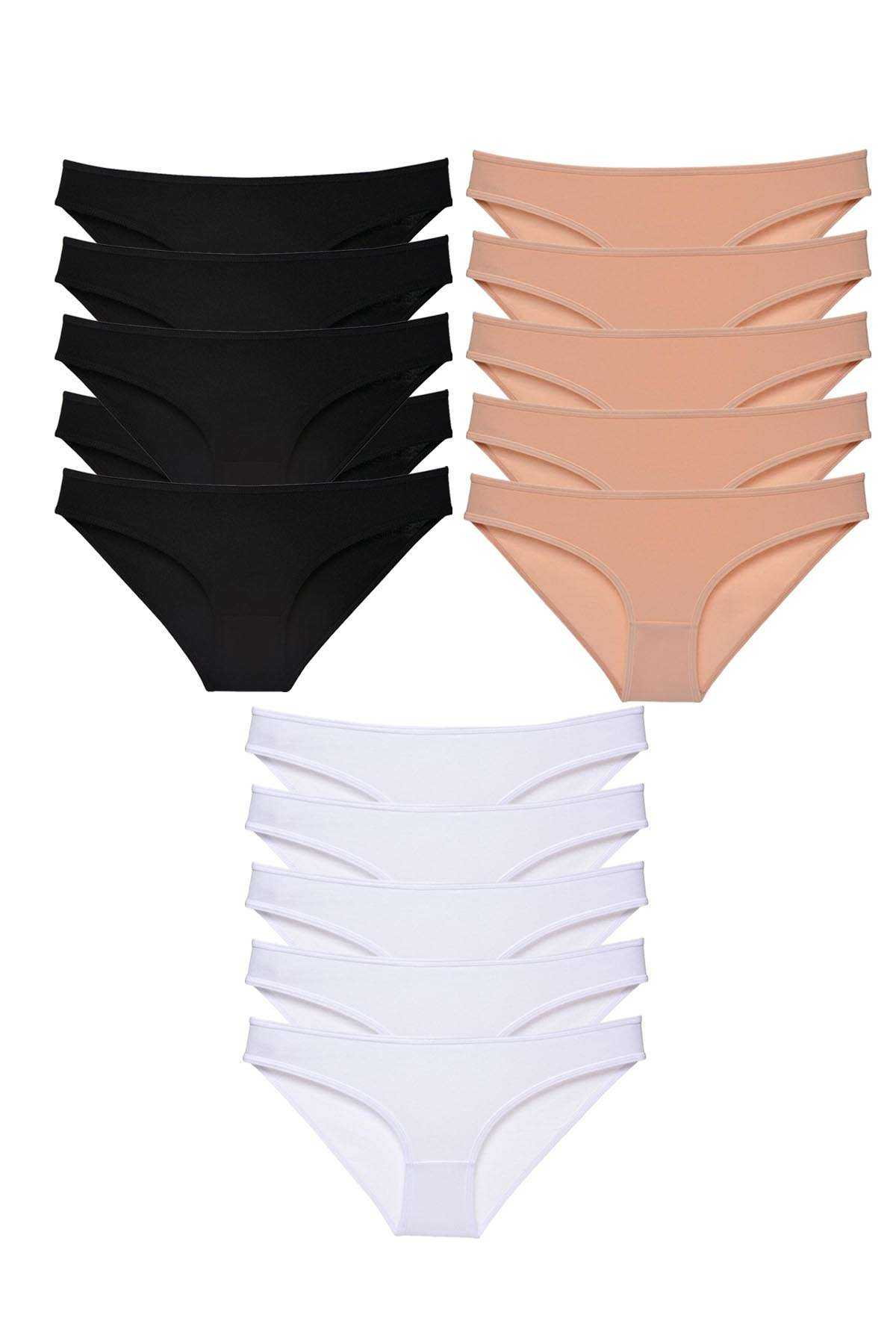 15pcs Super Eco Set Lycra Women Slip Panties Black Skin White