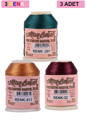 3 Pieces Altinbasak Oya and Lace Floss 20 gr - Turk - No: 413 - 032 - 291