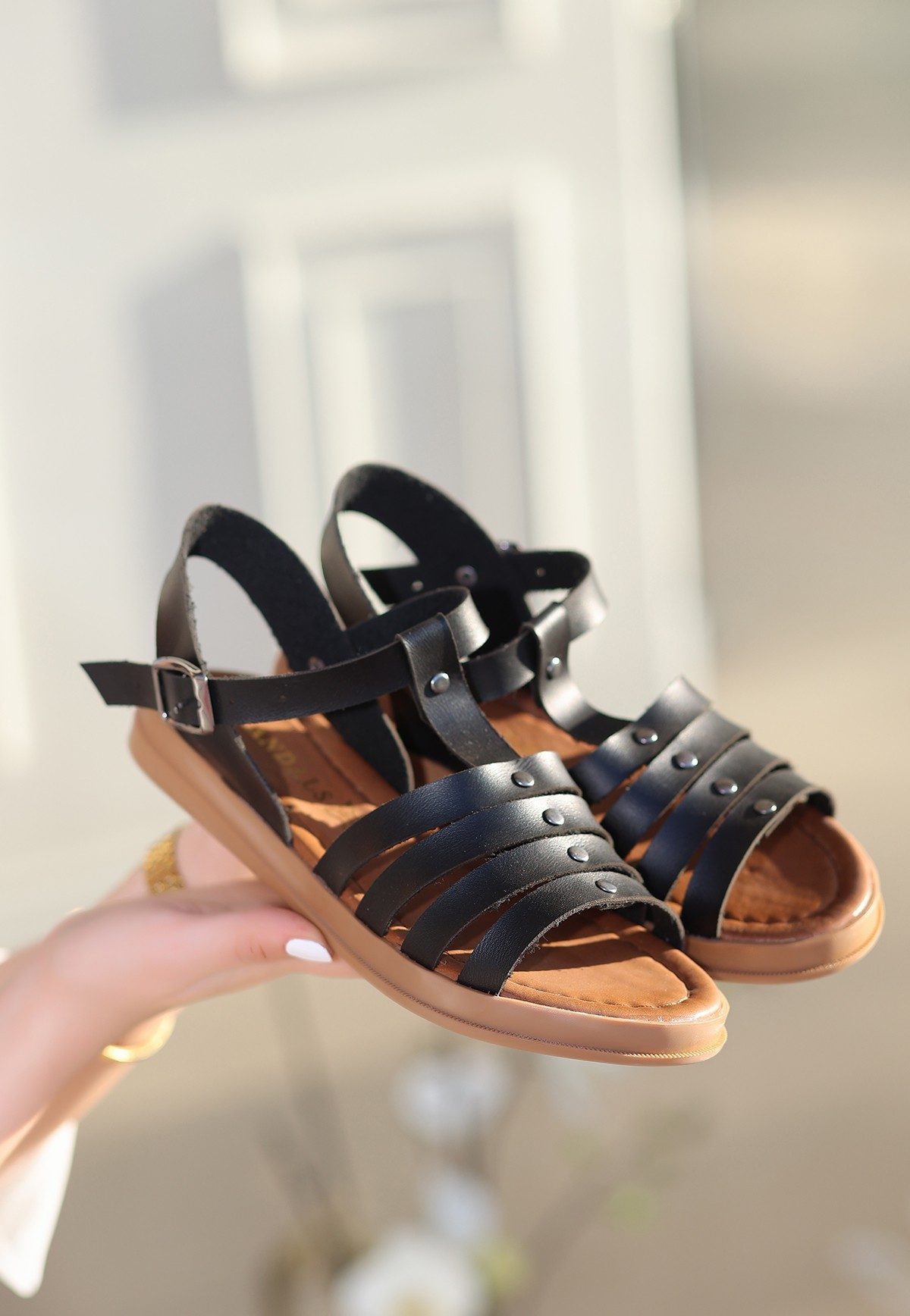 Black Leather Sandals