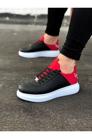 Black Red Thick Sole Casual Men's Shoes