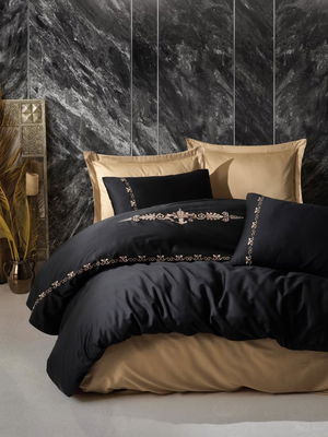 Embroidered Double Satin Duvet Cover Gloria Gold