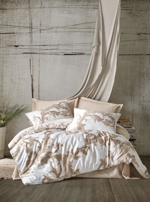 Loren Beige Double Satin Duvet Cover Set