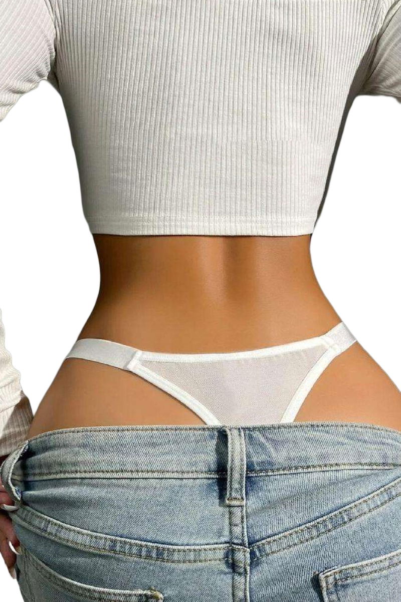 Women's Fancy Lingerie Thong Panties Perfect Fall D219 White