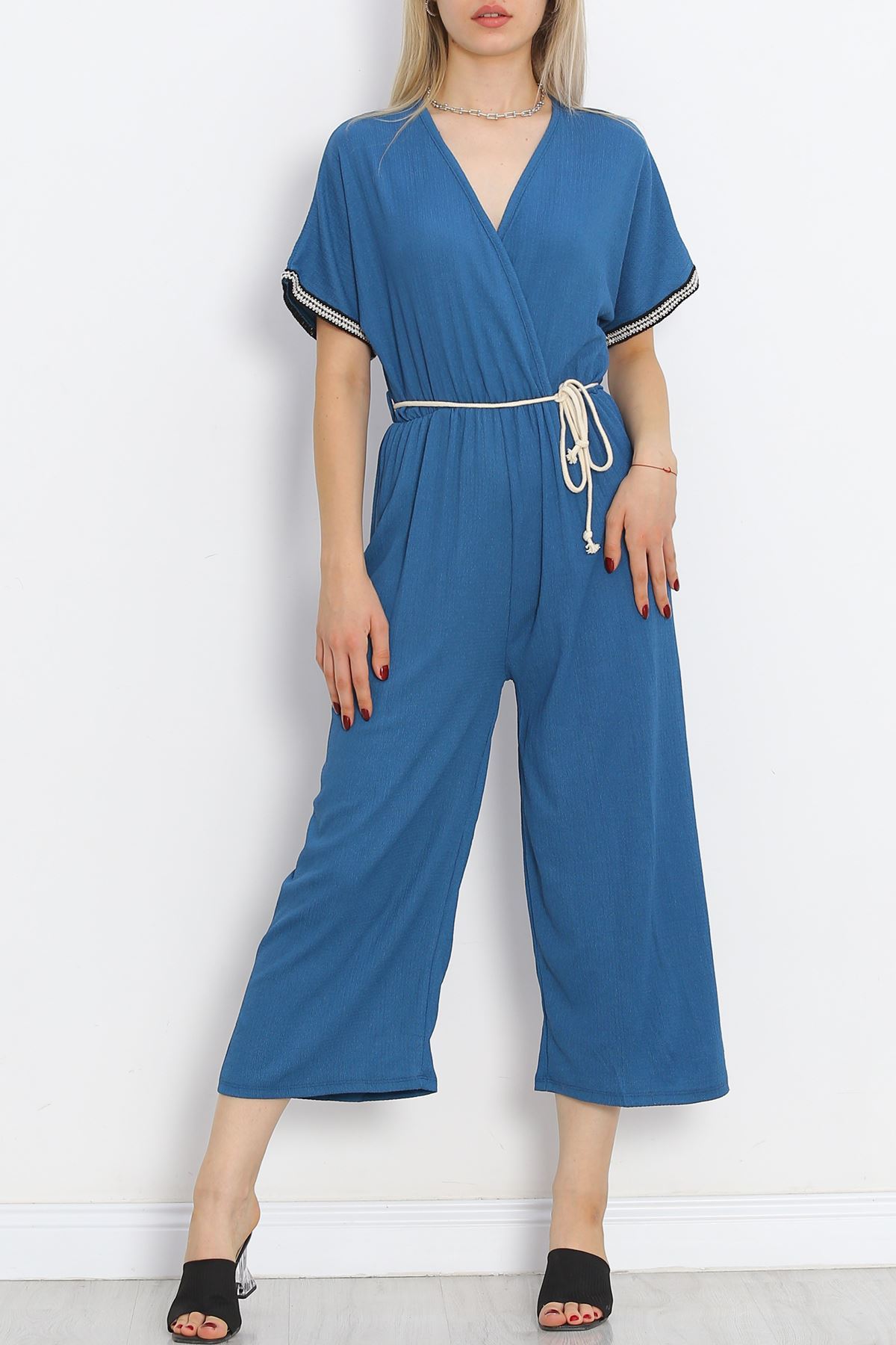 Knit Belt Bürümcük Jumpsuit Petrol