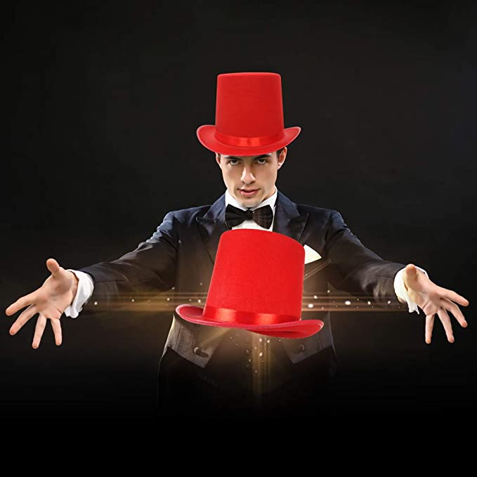 Red Color Ringmaster Magician Magician Hat Trilby Hat 15 cm For Adults