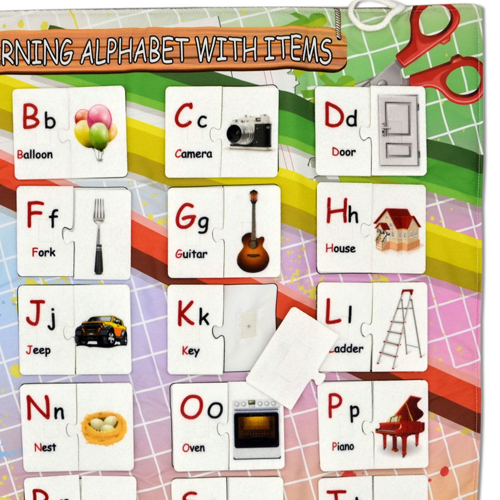 English Alphabet Part-Whole Objects Matching Felt Velcro Wall Board , Educational Toy