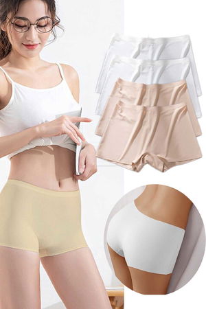 4Pcs Women Seamless Invisible Invisible No Trace Mini Shorts Boxers White Skin