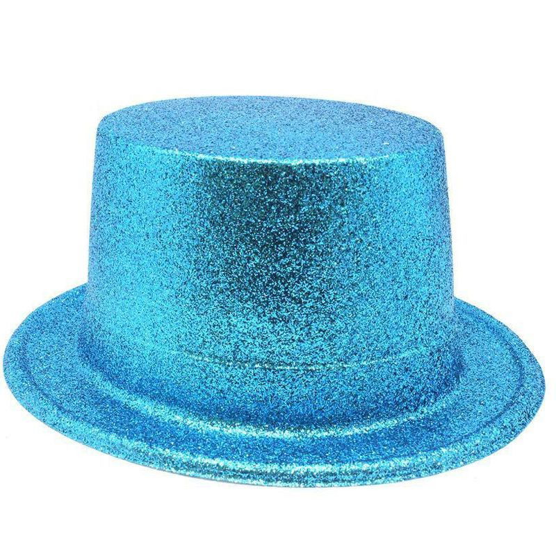 Fluorescent Blue Color Silvery Long Trilby Bowler Hat 12 cm