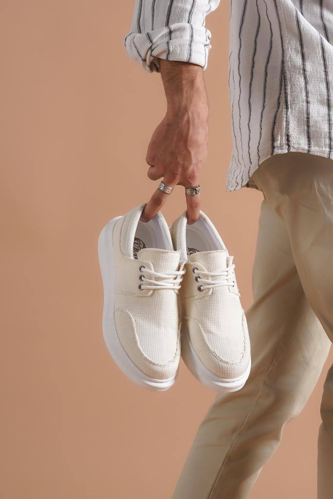 Lace-up White Casual Men's Shoes