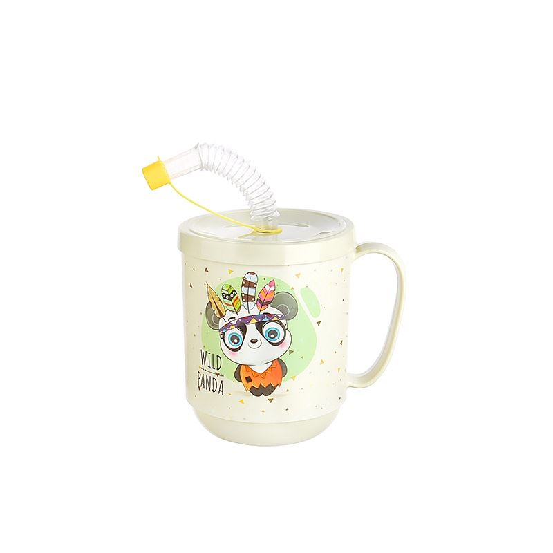 Funny Straw Children's Drinking Glass Patterned Cup 350ml