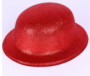 Red Color Round Glitter Plastic Party Hat