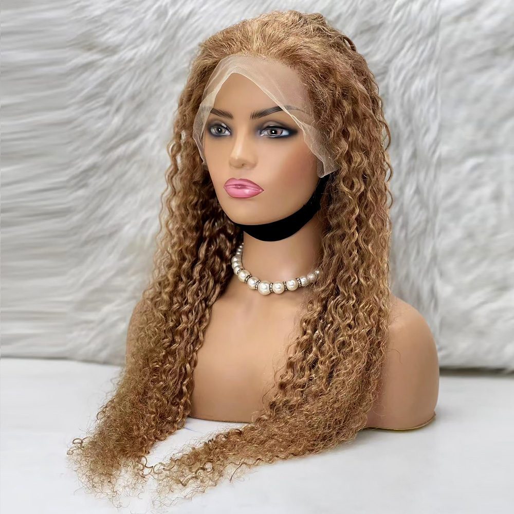 Afro Wave Front Lace Real Hair Tulle Wig / Hot Caramel / 70/75cm