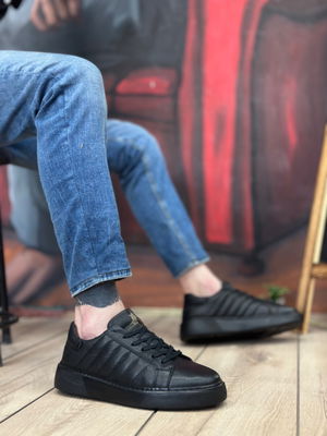 Genuine Leather Lace-up Black Casual Men's Shoes