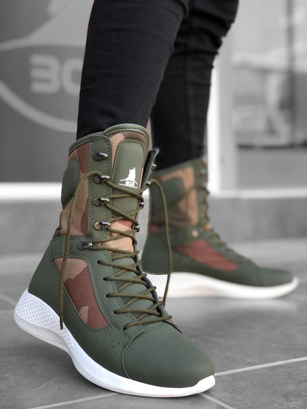 Lace-up Khaki Camouflage Boxer Unisex Sport Boots