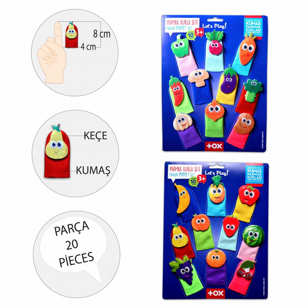 2 Sets - 20 Pieces Fruits and Vegetables Finger Puppet