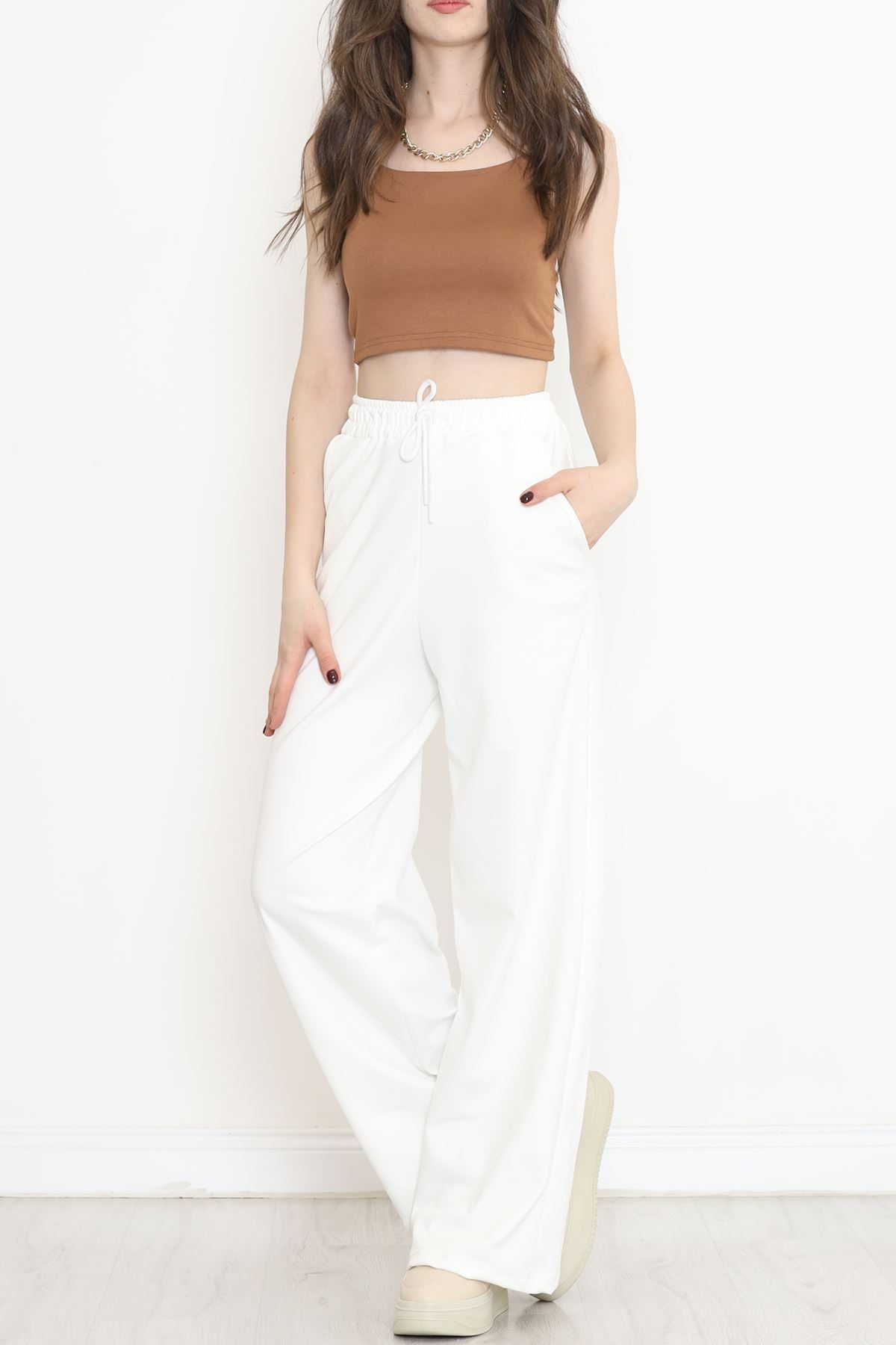 Palazzo Sweatpants White with Shirting