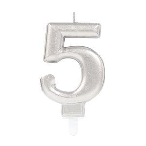 5 Digit Candle Silver Color