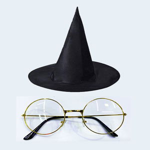 Harry Potter Wizard Hat and Metal Framed Wizard Glasses