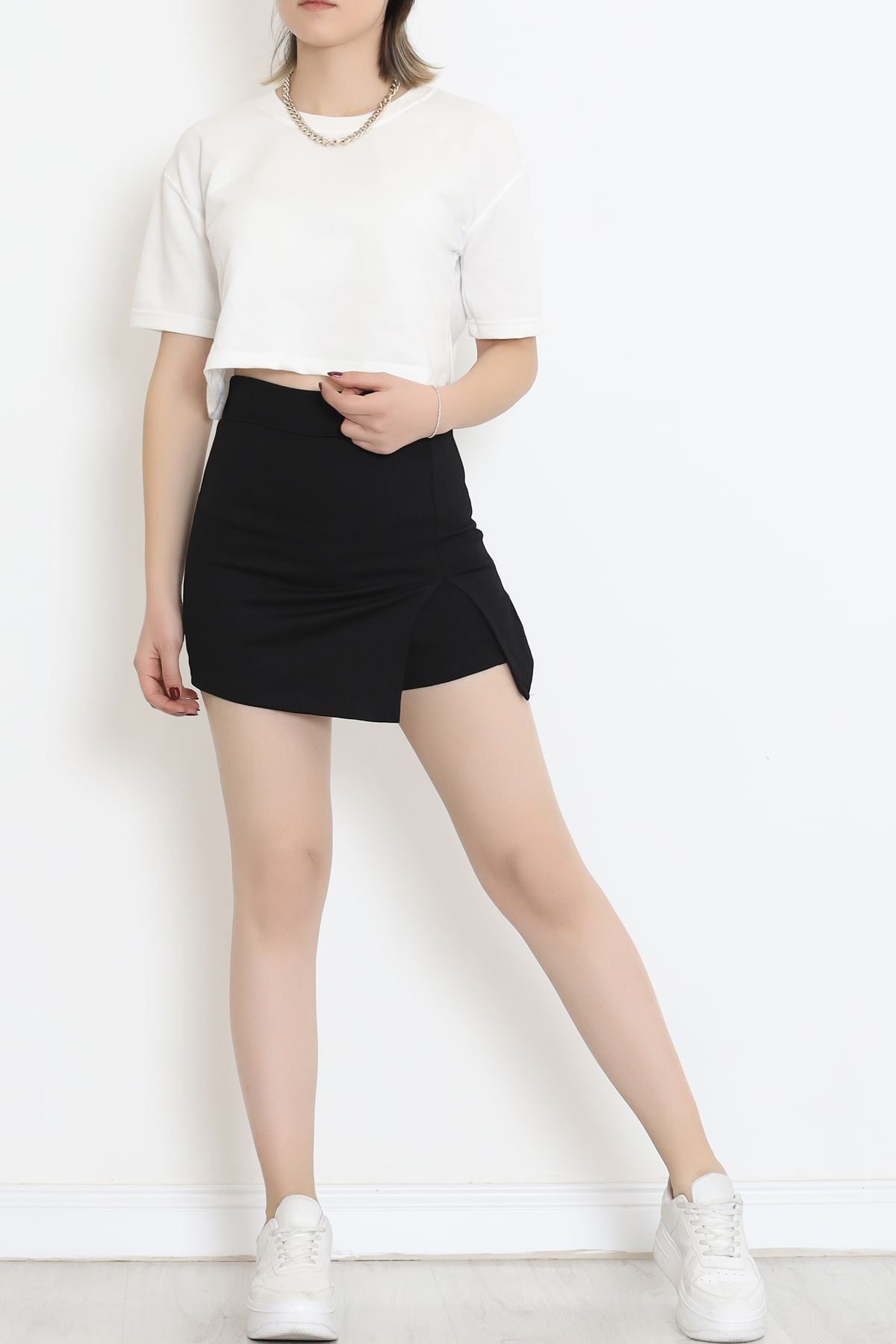 Slit Shorts Skirt Black