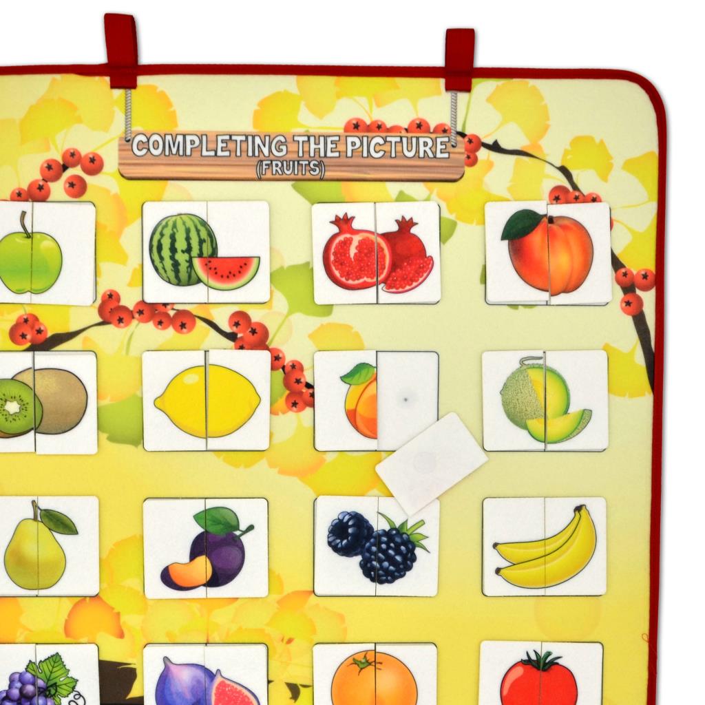 English Piece-Whole Fruits Matching Game Felt Velcro Wall Board , Educational Toy