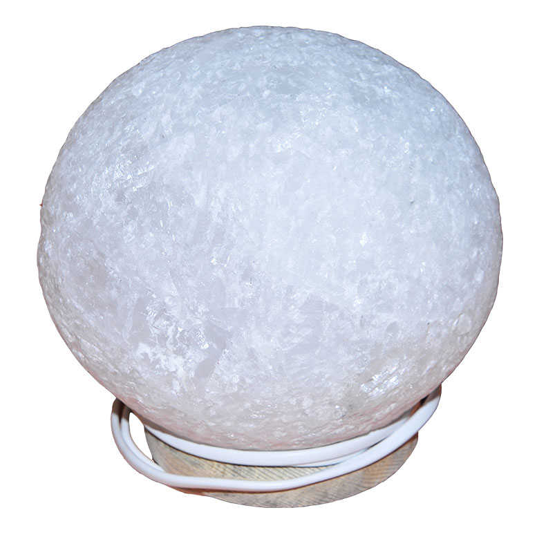 Sphere Shaped Natural Rock Salt Lamp White 6-7 Kg With Wired Bulb