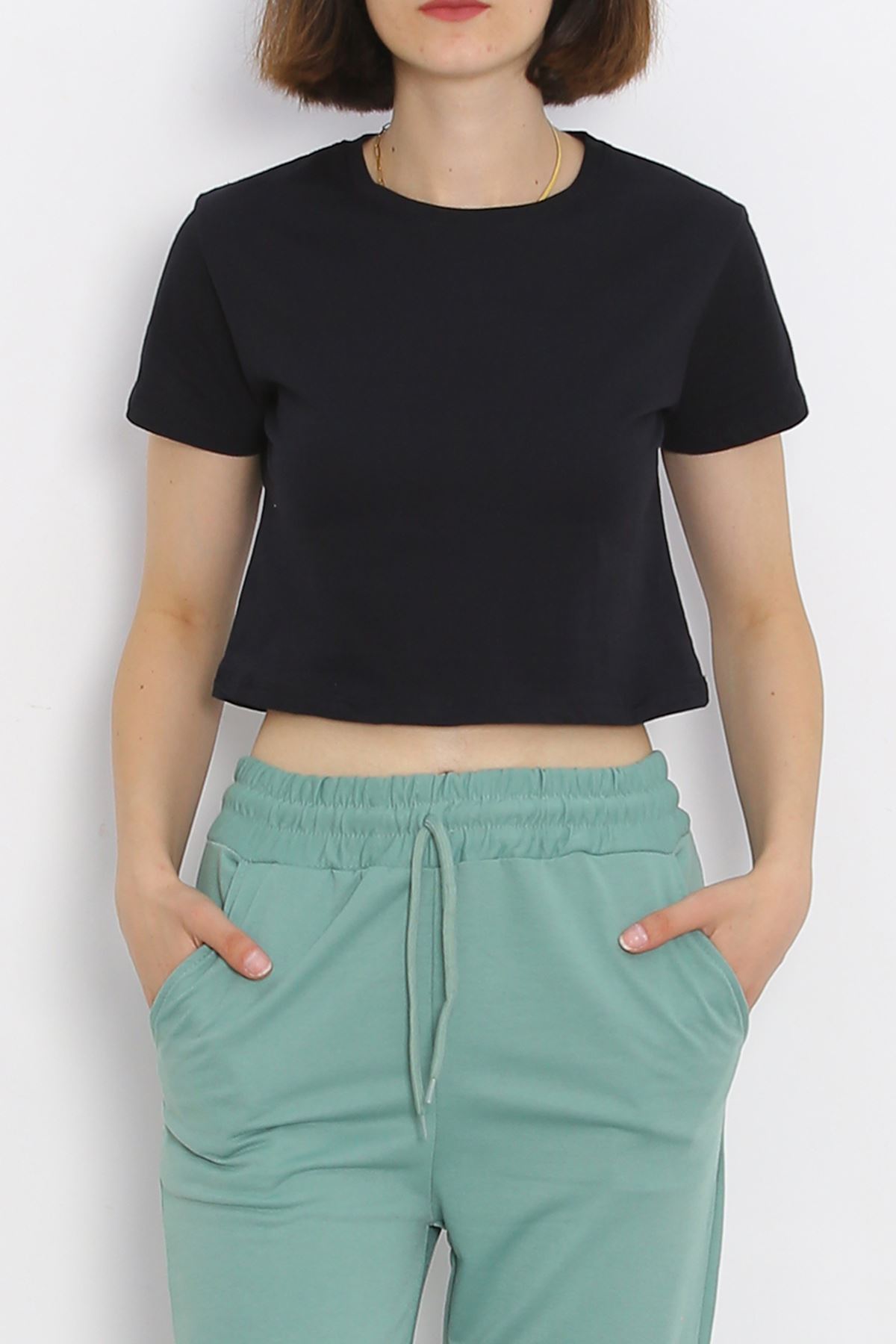 Crew Neck Crop T-Shirt Black