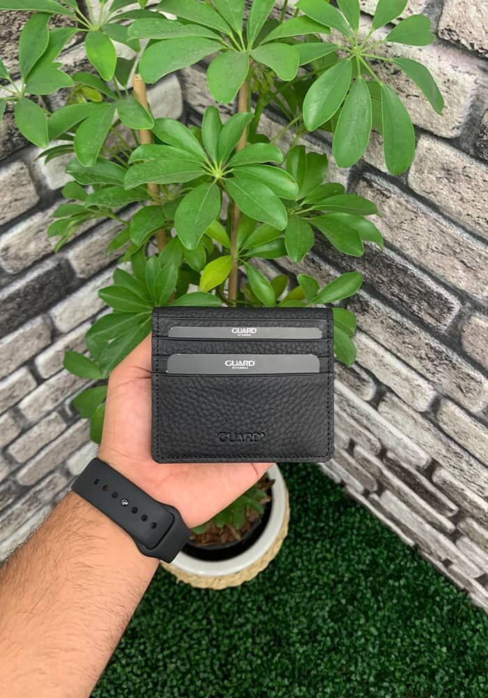 Black Patented Design Leather Card Holder