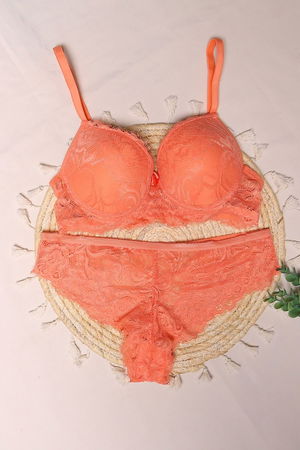 Bra Set Lace Empty Salmon - 2527