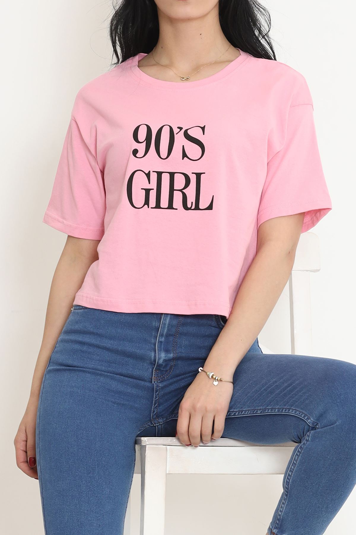 Printed Crop T-shirt Pink