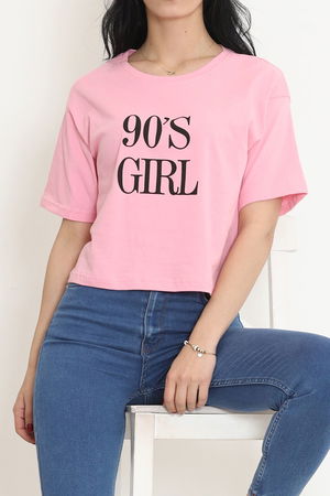 Printed Crop T-shirt Pink