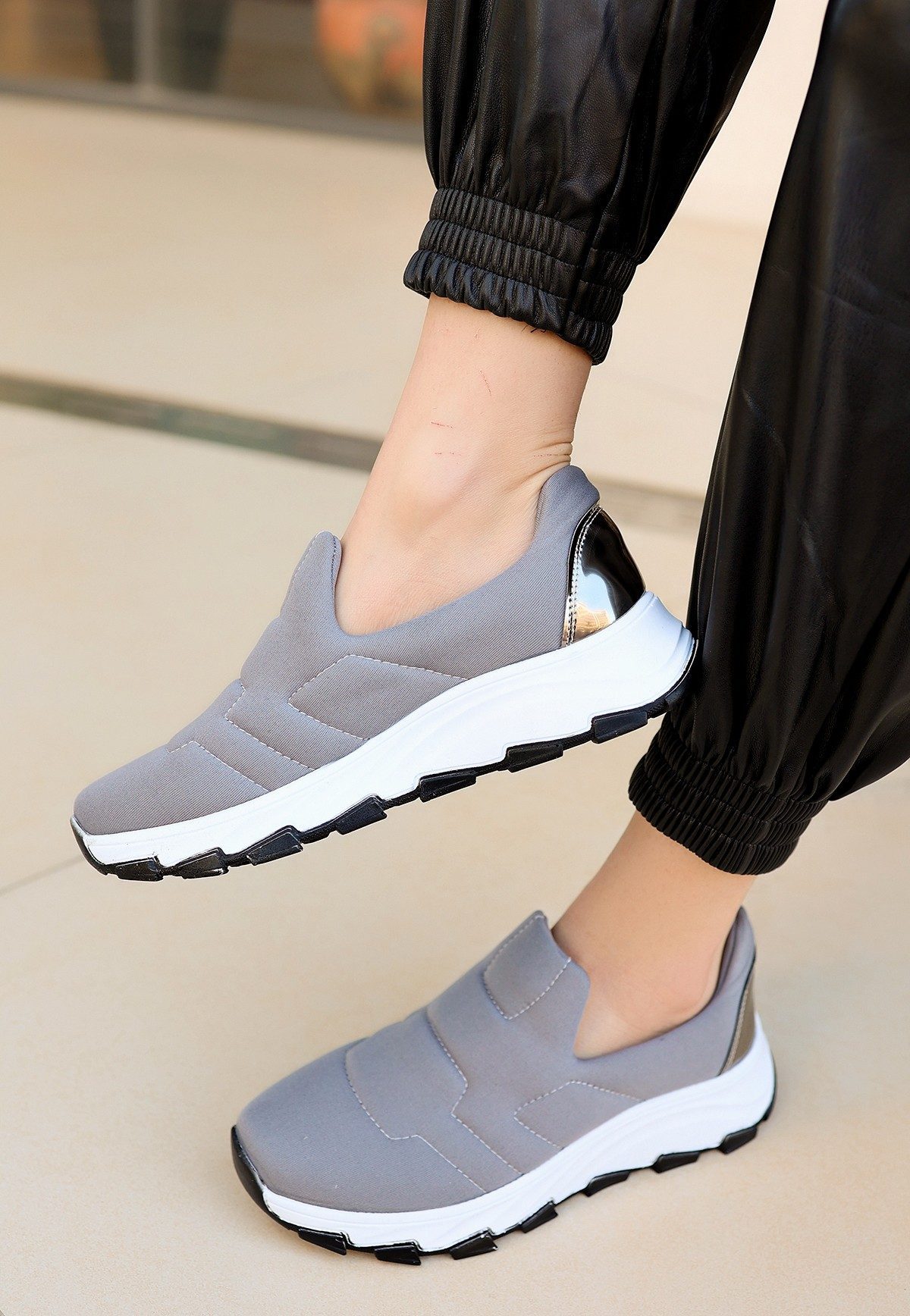 Gray Stretch Sneakers