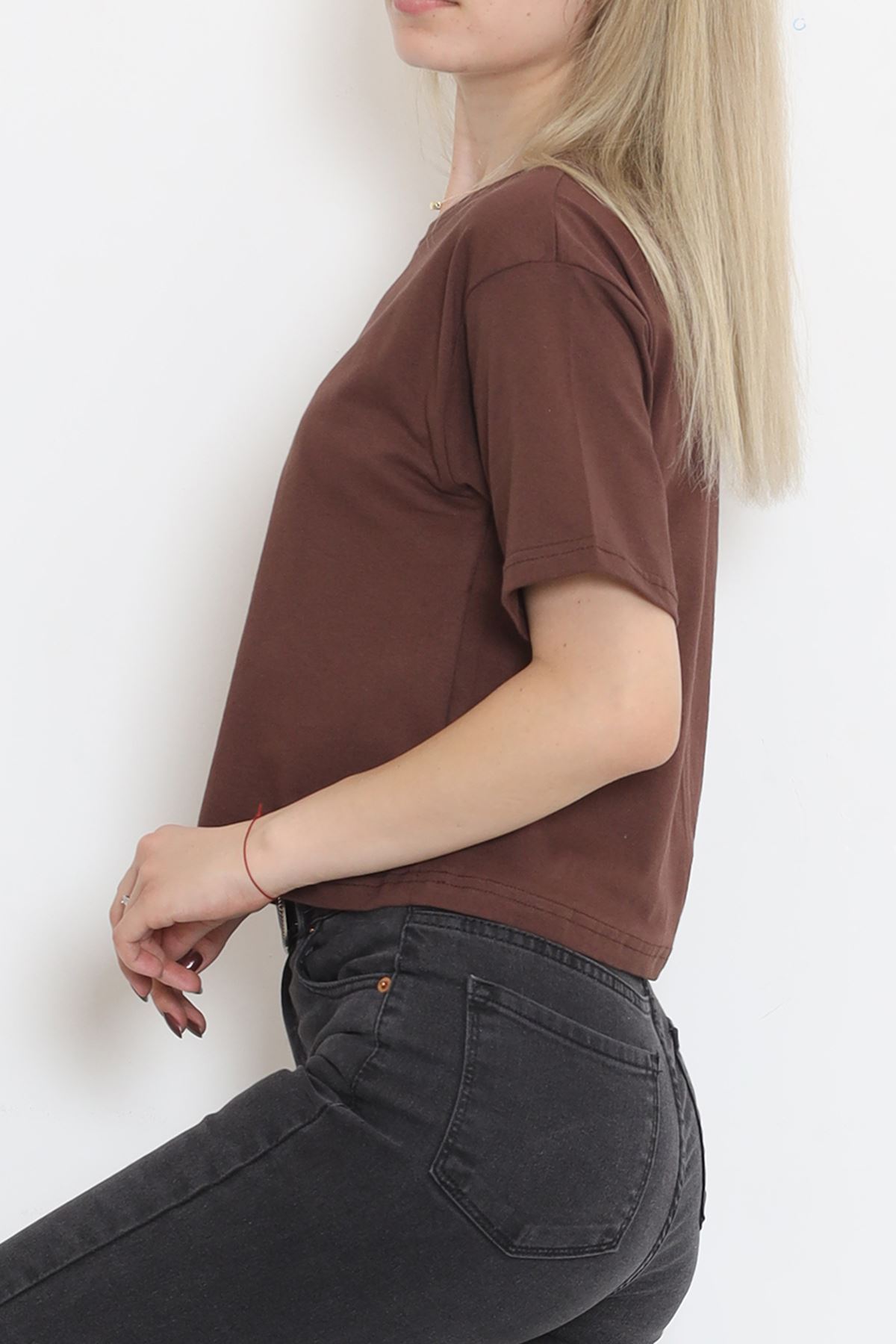 Crew Neck Crop T-Shirt Coffee