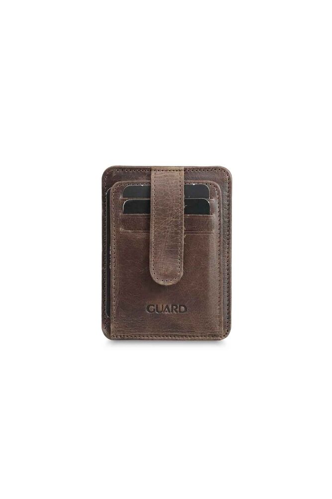 Vertical Crazy Coffee Leather Card Holder